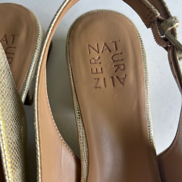 Naturalizer Gold Silver Animal Print Leather Close Toe Slingbacks size 7.5 - Picture 10 of 16
